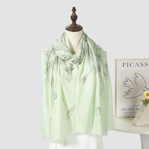 Cashmere-soft Mercerized wool Shawl Pashmina Lightweight Travel Wrap & Evening Scarf |Office |Wedding - color: Lotus Leaf River Field Light Green