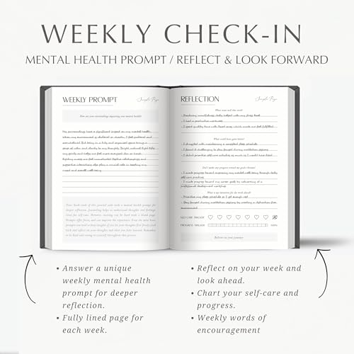 Mental Health Journal - 100-Day Guided Journal with Prompts for Self-Care, Mindfulness, Anxiety & Depression relief - Mood, Wellness & Emotions Trackers