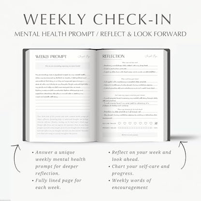 Mental Health Journal - 100-Day Guided Journal with Prompts for Self-Care, Mindfulness, Anxiety & Depression relief - Mood, Wellness & Emotions Trackers