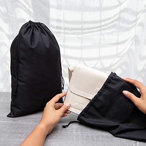 Black Cotton Drawstring Bags, Reusable Quality with Double String, For Pantry Gifts Kitchen - Pack of 6 (Black Cotton Blend, 10 x 15 Inch) - color: Black Cotton Blend, size: 10 x 15 Inch