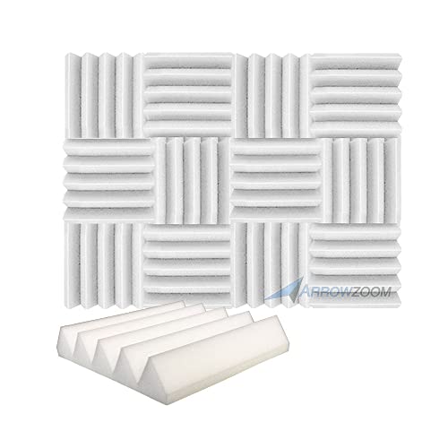 12 Polyurethane Wedge Acoustic Foam Panels 9.8 x 9.8 x 2 inches (25 x 25 x 5 cm) Sound Correction Anti-Noise Flame Retardant Recording Studio Acoustic Absorbent Podcasting 1134 Pearl White - color: Pearl White, size: 12 Pieces - 10x10x2 in
