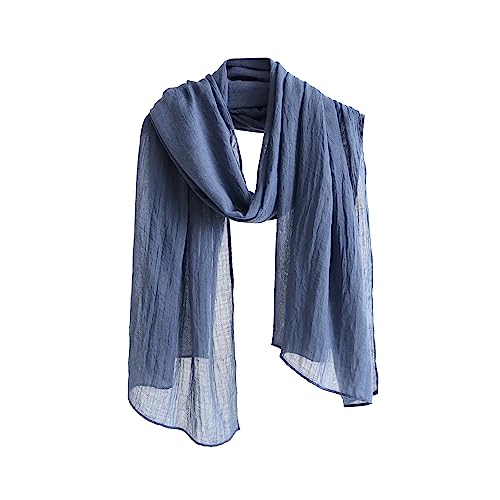 Jeelow Solid Color Scarf Wrap Shawl for Women Men – Soft Lightweight Head Scarf, All Season, Travel Beach Office Daily Wear - color: Blue Jean