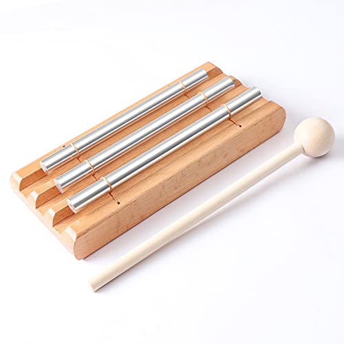 Vilihkc Energy Chime Percussion Hand Bell Meditation Chimes Teacher Tools Reminder Tuned Energy Chimes Music Instrument with Mallet for Classroom Prayer Yoga Music Gift(3 Tone) - color: 3 TONE