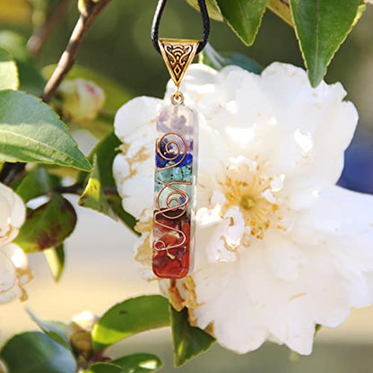 Orgone Chakra Pendant 7 Chakra Stones Necklace Orgonite Pendant with Adjustable Cord Crystals Necklace for Women Men - style: Faith