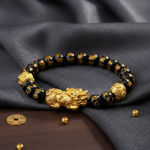 The Alchemist's Arcanum Adjustable Beaded Wrist Accessory for Men and Women, Stretch Fit Stone Bead Jewelry for Daily Wear and Gifting - color: Black Obsidian, Ancient Dragon Energies