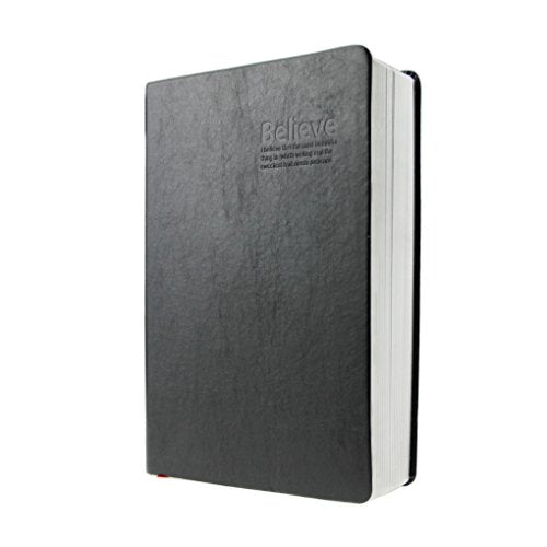 RUIXIA Ruled Page A5 Notebook Super Thick 320 Sheets Sketch Book with PU Leather Cover 100GSM Paper Notepad Lined Journal Drawing Pad Diary for Study Working Travelling Black Grey NOT-BOK-0026-TXP - color: Black with Grey Edge