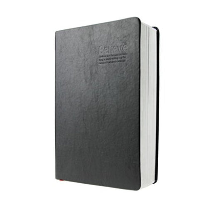 RUIXIA Ruled Page A5 Notebook Super Thick 320 Sheets Sketch Book with PU Leather Cover 100GSM Paper Notepad Lined Journal Drawing Pad Diary for Study Working Travelling Black Grey NOT-BOK-0026-TXP - color: Black with Grey Edge