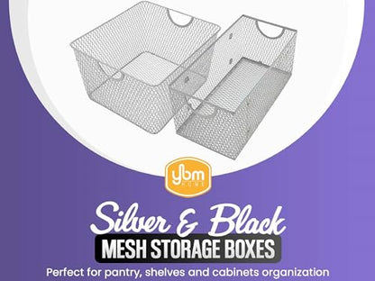 YBM HOME Kitchen Pantry Organizer Wire Baskets for Shelves, Cabinets, Pantry, Countertop, Mesh Open Storage Bin Metal Basket for Organizing Food Supplies, 6 Pack, 12.1x7.8x5.8 - size: 12.1 in x 7.8 in x 5.8 in