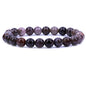 Keleny Gem Semi Precious Gemstones 8mm Natural Quartzite Stone Round Beads Crystal Stretch Bracelet 7 Inch Unisex - color: Brown Petrified Wood Fossil