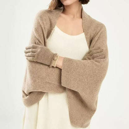 WaJuemy Shrug Sweater Shawl Wraps for Women Soft Cashmere Ponchos Sweater Cardigan Casual Open Front Top Cape Shawls - color: 15 Dark Khaki