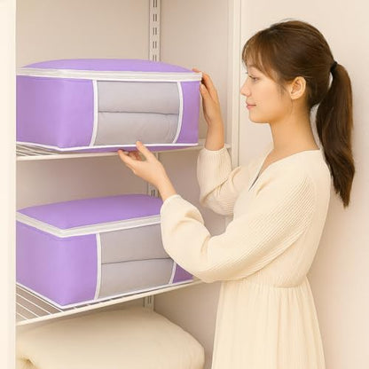 XL Large Capacity Non-Woven Fabric Storage Bag - New Packing Bag for Clothes and Quilts,Purple