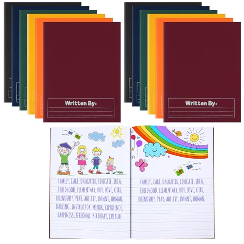 Henoyso 12 Pcs Primary Composition Notebook K-2 Primary Journal, Notebook for Kids Supplies, Bulk Blank Writing Book for Kid to Write Draw Journal 60 Page (9.8″ X 7.5″,Dark Color) - color: Dark Color, size: 9.8″ X 7.5″