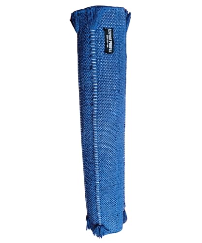 Indian Handmade100 % Organic Anti Skid Multi Colour Cotton Yoga Mat - Eco-Friendly Hand-Woven Rug - Non-Slip & Thick (24”x72”x5mm) for Hot yoga & Everyday Fitness at Home - Comfortable & Foldable Extra-Long Mat - color: Royal Blue