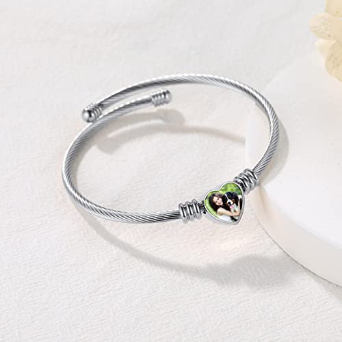 U7 Unisex Simple Cuff Bracelet 18K Real Gold Platinum Plated Fine Bracelets Fashion Jewelry Open Bangle Cuff Bracelets, Twisted or Heart Style - color: K.Heart photo-steel