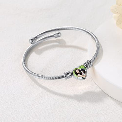U7 Unisex Simple Cuff Bracelet 18K Real Gold Platinum Plated Fine Bracelets Fashion Jewelry Open Bangle Cuff Bracelets, Twisted or Heart Style - color: K.Heart photo-steel