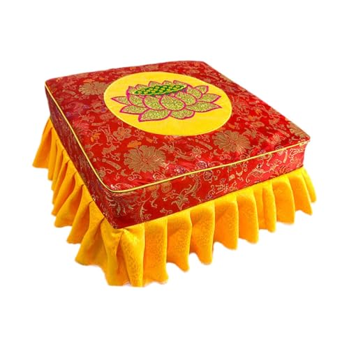 Prayer Stool Meditation Floor Seat with Washable Cover Ergonomic Multipurpose Kneeling Meditation Stool for Relaxing Sitting 18.50x18.50x9.84inch- Red Set