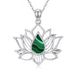 Lotus Necklaces for Women 925 Sterling Silver 7 Chakra/Yin Yang Pendant Necklace Spiritual Lotus Jewelry Birthday Yoga Gifts - style: Malachite-Lotus
