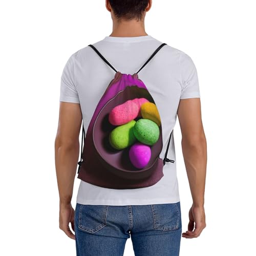 Gym Yoga Meditation Print Drawstring Bag - Lightweight Nylon Sport Sackpack for Travel, Yoga, Dance, Hiking, Basketball, and More