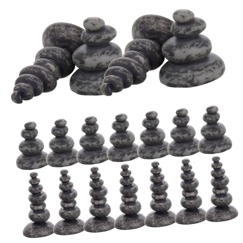 VICASKY 20pcs Zen Garden Stone Statues Natural Balancing Rock Statues for Meditation and Decor Vintage Resin Stacked Rocks for Micro Garden Landscape Designs