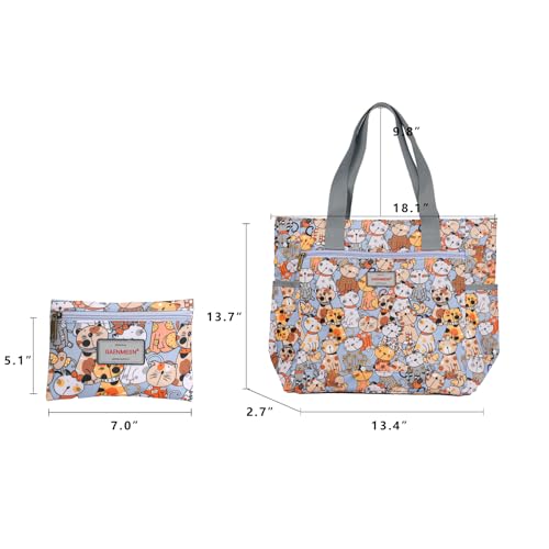 GAENMESN Women's Lightweight Waterproof Tote Bag Durable Designer Handbag with Zipper Travel Commute Everyday Use - color: Cat