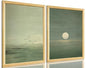 Japanese Sage Green Wall Art 2Pcs Minimalist Moon and Bird Canvas Posters Prints for Living Room Bedroom Office Zen Home Decoration 12X16in Unframed