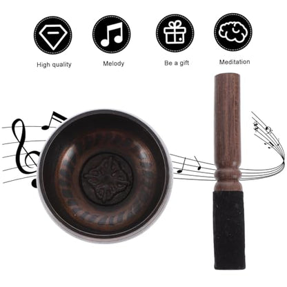 Meditation Singing Bowl with Wooden Rod Nepalese Buddhist Sound Bowl for Yoga Relaxation Music Therapy and Gift for Mindfulness and Home Decor