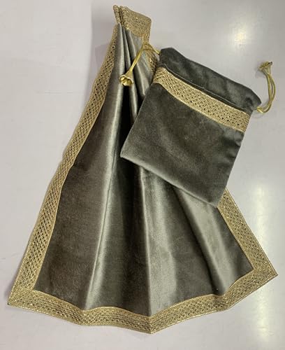SMMS Spiritual Velvet Table Cloth Altar Tarot Spread (Grey/Silver, Small- 46cm*46cm/ 18inch*18inch) - color: Grey/Silver, size: Small- 46cm*46cm/ 18inch*18inch