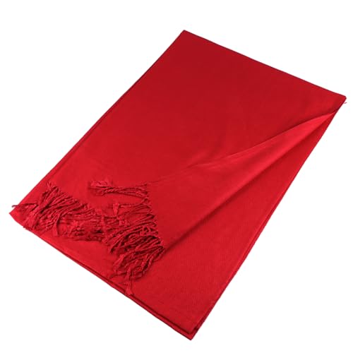 TZ Promise Women Pashmina Shawls and Wraps for Evening Dresses,Soft Large Long Scarf for Wedding,Bride Bridesmaid Gifts - color: Red