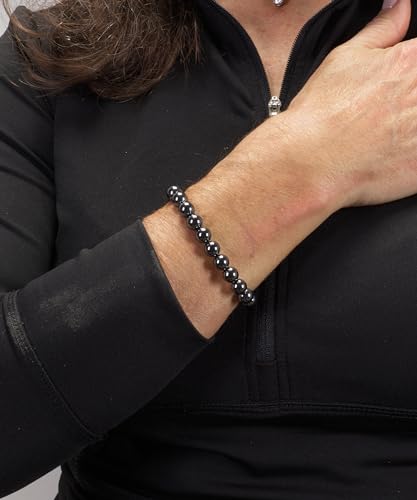 Cherry Tree Collection Gemstone Beaded Stretch Bracelet 8mm Round Beads 7" - color: Hematite