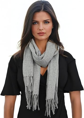 Ocomfly 100% Pashmina Scarf for Women - Premium Womens Scarves - Gift Boxed - Shawls or Wraps - Ultra Soft and Warm - color: Heather Grey