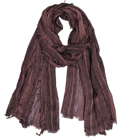 Artistic Retro Cotton And Linen Scarf, Plain Tie Dye Gradient Autumn And Winter New Soft Cotton Shawl - color: Wine Red