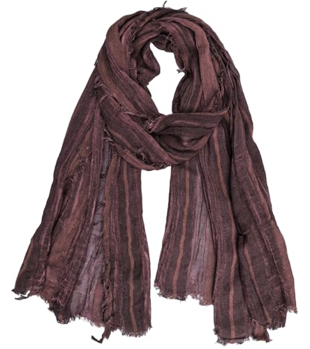 Artistic Retro Cotton And Linen Scarf, Plain Tie Dye Gradient Autumn And Winter New Soft Cotton Shawl - color: Wine Red