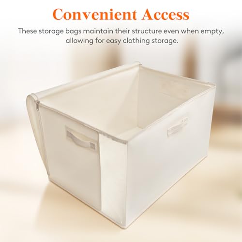 Lifewit Canvas Cotton Comforter Storage Bags with Zipper 4 Pack, 60L Breathable Foldable Clothing Containers, Linen Sweater Organizers Boxes for Clothes, Blankets, Pillows, Duvets, Bedding