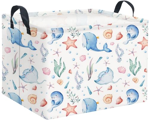 Rectangular Storage Basket Waterproof Collapsible Laundry Hamper for Bedroom Books Box Room Decor Blue Ocean - color: Blue Ocean