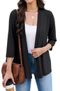 Yekaty 3/4 Sleeve Cardigan for Women Lightweight Thin Open Front Summer Soft Drape Cardigans - color: Black, size: Medium