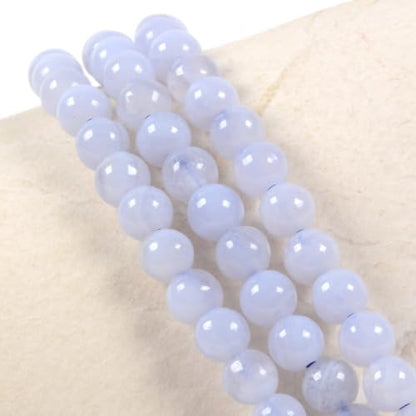 Justinstones Gem Semi Precious Gemstone 3pcs 4mm Round Beads Stretch Bracelet 6.5 Inch Unisex - color: Blue Lace Agate