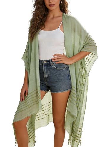 Kimonos for Women Swimsuit Coverups Beach Cover Up Swimwear Cardigan Summer - color: Green 1