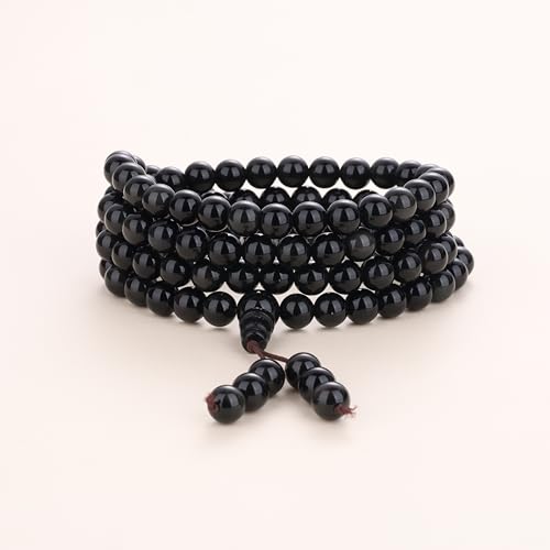 108 Beads Obsidian Stone Mala Bracelet Necklace - style: 8mm Obsidian