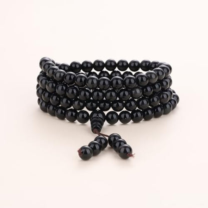 108 Beads Obsidian Stone Mala Bracelet Necklace - style: 8mm Obsidian