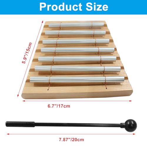 Luomorgo 1 Set Meditation Chimes, Seven Tone Hand Chimes Instrument Mindfulness Chime, Classroom Chime Bell for Teacher with Mallet, Mindfulness Tools for Yoga, Healing