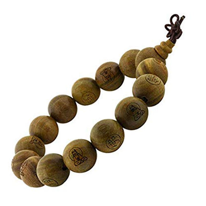 Tibetan Buddhist Green Sandalwood Beads 15mm,Scented Sandalwood Link Wrist Crafts Beads Bracelet,Fashion Gifts for Men Women
