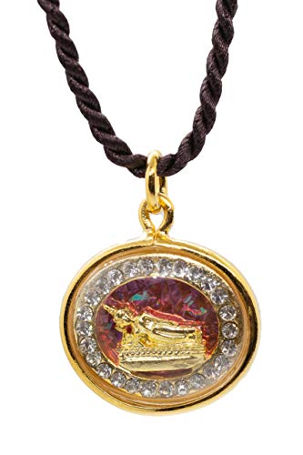 Artschatz Weekday Birthday Buddha Golden Colorful Thai Pendant, Amulet, Necklace, Charm, Sunday, Monday, Tuesday, Wednesday, Thursday, Friday, Saturday - style: Tuesday - Phra Sai Yas “Reclining”