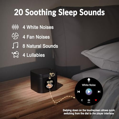 Kipcush Sleep Sound Machine - Dual Speakers, Tibetan Singing Bowls, 19 Soothing Tones, 20 White Noises, Visual & Auditory Breathing Guides | Deep Sleep, Anxiety Relief, Meditation, Rechargeable