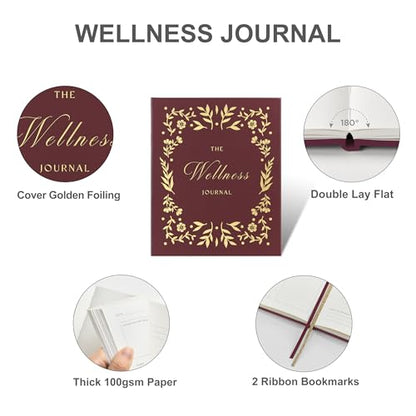 &And Per Se Wellness Journal, Self Care & Daily Journal for Women, Mental Health Planner with Habit Tracker, Diet & Goals, Undated, Gift-Ready (Burgundy Bloom) - color: L-Burgundy Bloom