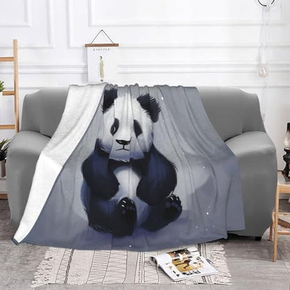 Flannel Throw Blanket 50x40 Inch, Panda Prints Anti-Pilling Warm Fuzzy Blankets for Bed Sofa Couch Travel - color: Panda, size: 50x40 Inch
