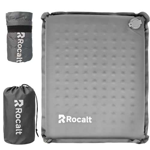 Rocalt Inflatable Seat Cushion, Self-Inflating Memory Foam Airplane Seats Cushion, Portable Air-Foam Stadium Cushion, Lightweight & Compact Bleacher Seat Cushion for Sports Events - color: Grey