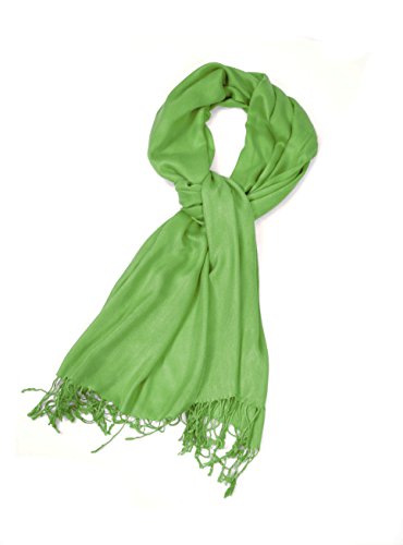 Sakkas Large Soft Silky Pashmina Shawl Wrap Scarf in Solid Colors - color: Kelly Green