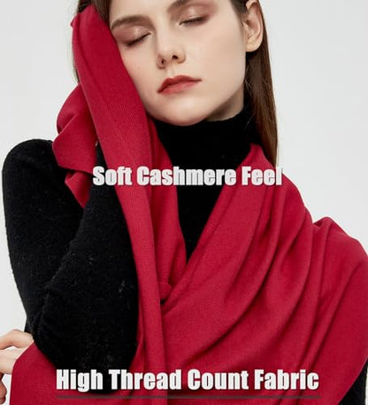Pashmina Shawls and Wraps Scarfs for Women Wedding Party Winter Warm Long Solid Color - color: Maroon