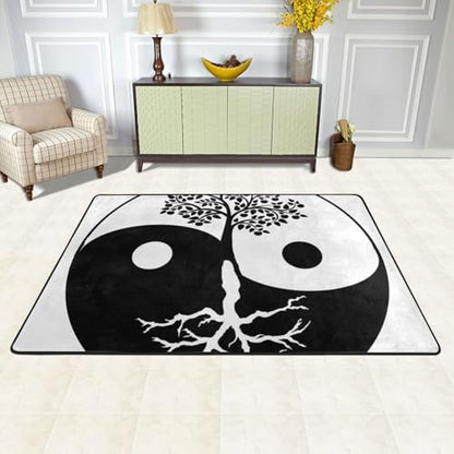 Tree of Life Yin and Yang Super Soft Flannel Area Rug - Multi-Use Floor Mat for Bedroom, Yoga Corner & Play Spaces - size: 36"x24"