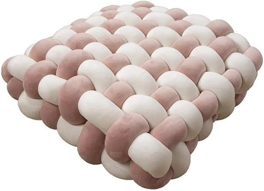Hand-Knitted Meditation Floor Pillow Square Knot Cushion Sitting Yoga Soft Velvet Plush Floor Seating Bohemian Tatami Seat Pad Living Room Bedroom Handwoven Throw Accent(A,30x33x12cm) - color: A, size: 30x33x12cm